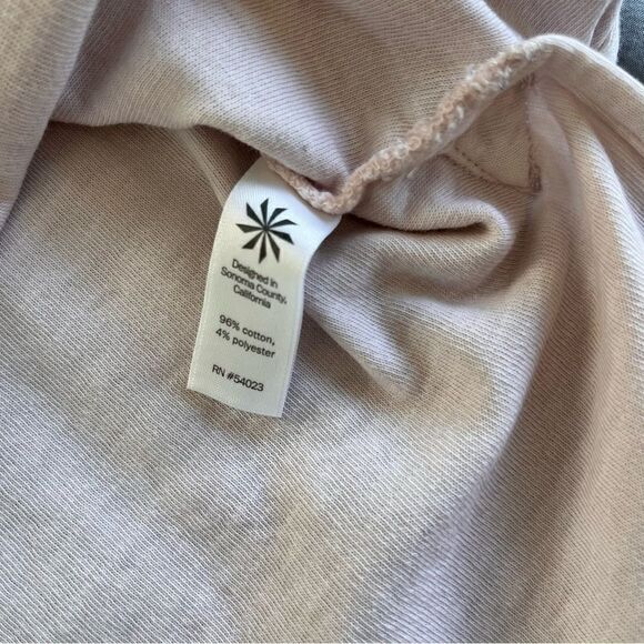 Athleta Women's Boxy Cut Short Sleeve Mid Weight Side Slit Light Pink Crewneck - Picture 5 of 12